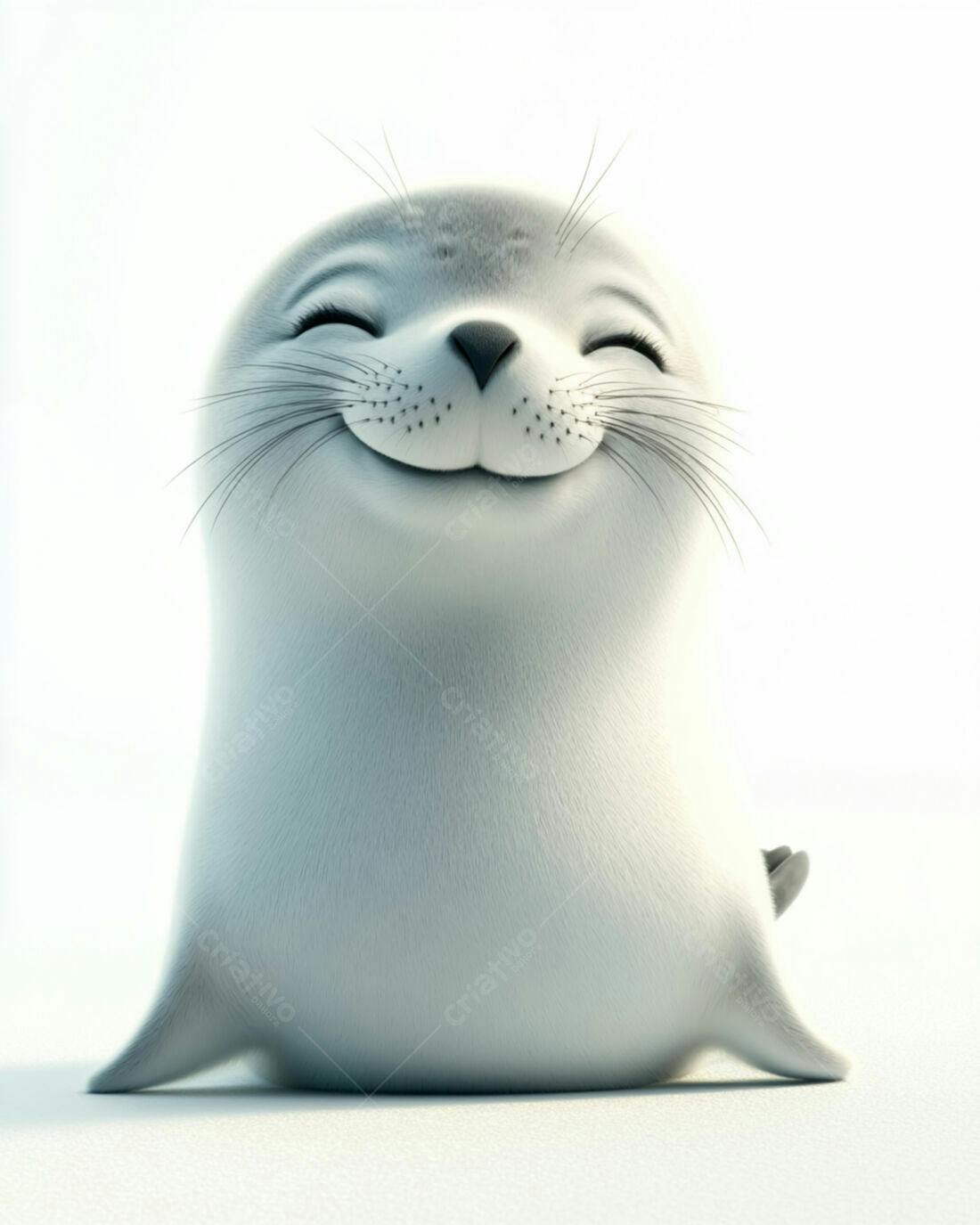 Foca fofa sorrindo fundo branco