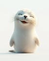 Image, of, a, smiling, baby, seal.