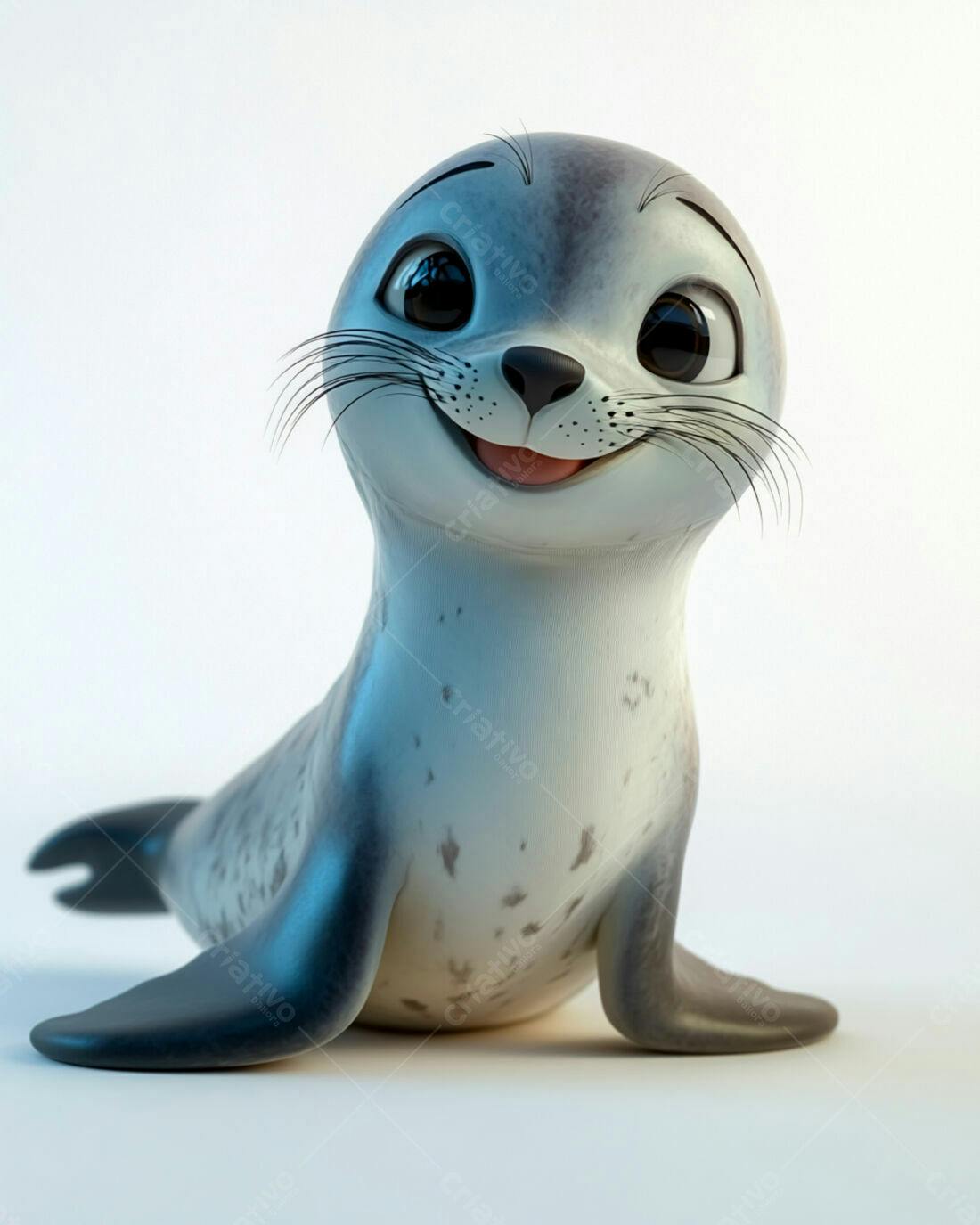 Foca fofa sorrindo fundo branco