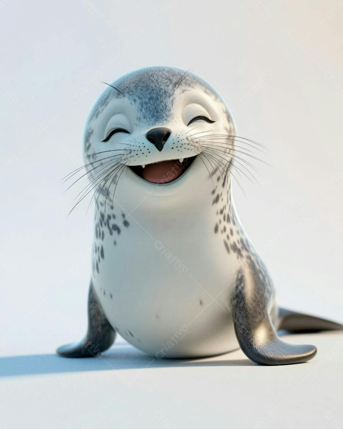 Foca bebê feliz sorrindo fundo branco