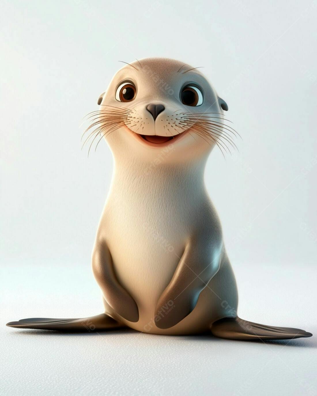 Foca fofa sorrindo fundo branco
