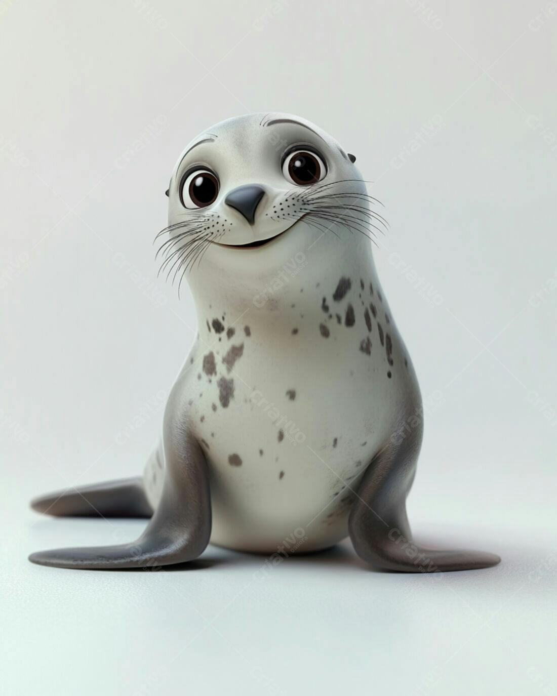Foca fofa sorrindo fundo branco