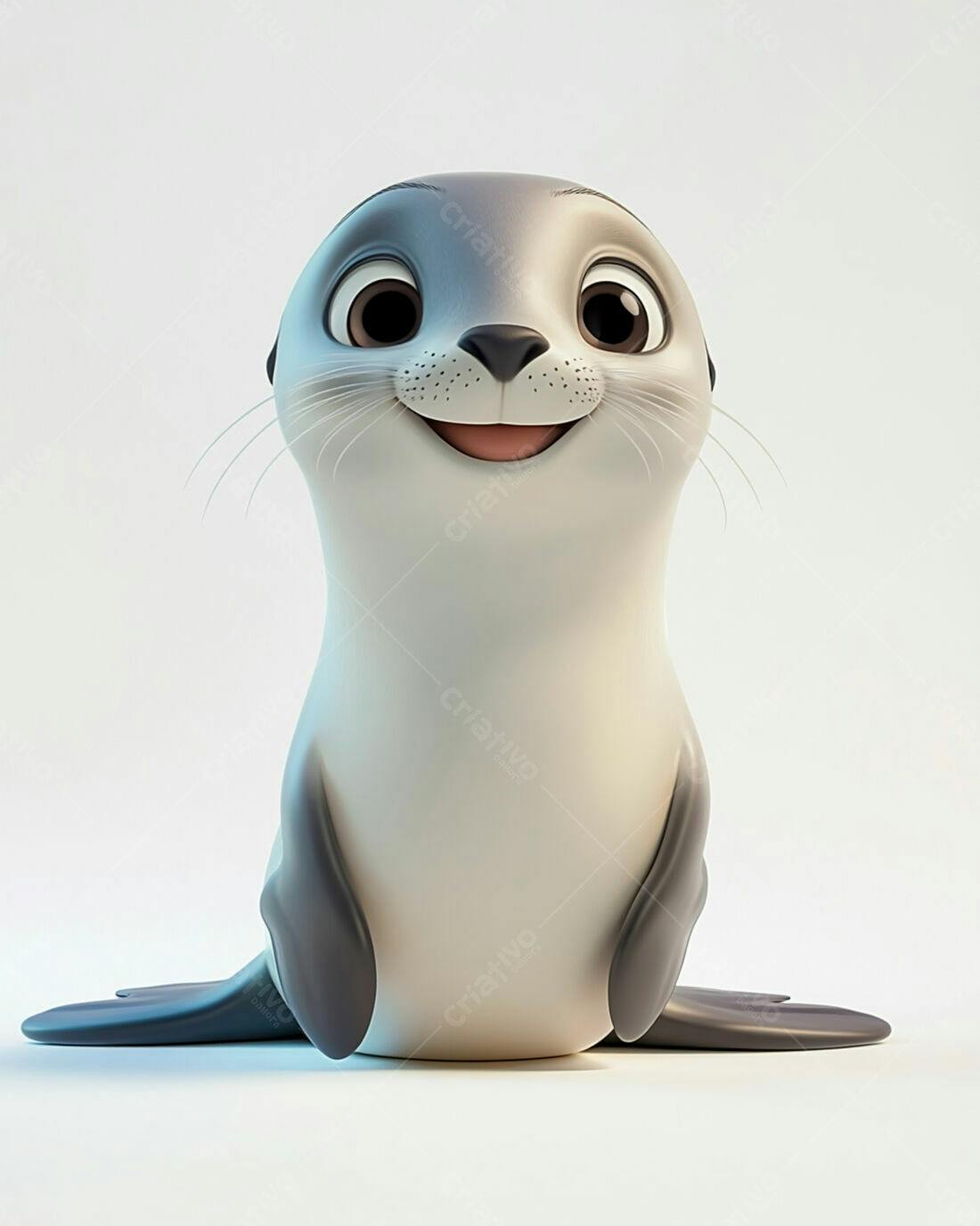 Foca fofa sorrindo fundo branco