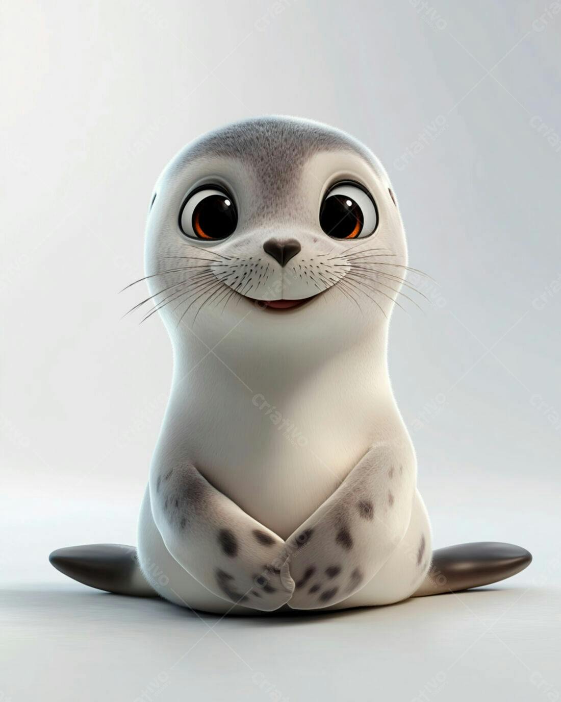 Foca Bebê fofinha cinza e branca