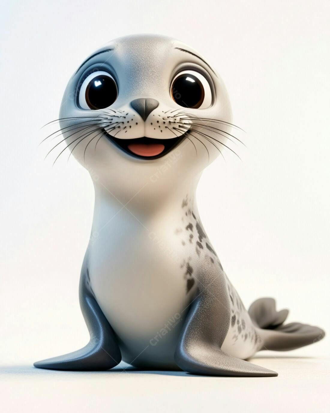 Foca Bebê Cartoon Sorridente fundo branco