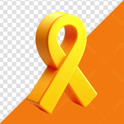 Elemento 3D Laço Amarelo Setembro Amarelo