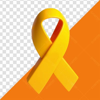 Elemento 3D Laço Amarelo Setembro Amarelo 