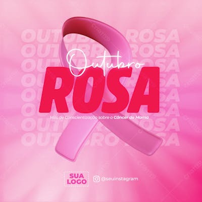 SELO 3D OUTUBRO ROSA MÊS PREVENÇÃO