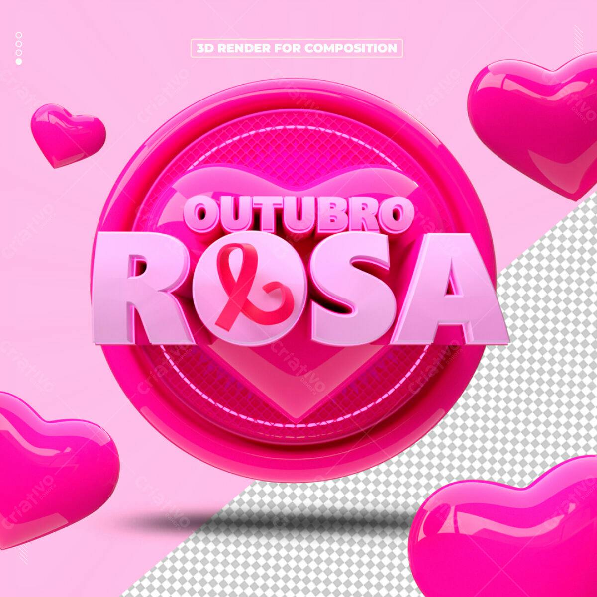 Arte Outubro Rosa PSD Editável