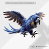 Blue macaw flying 3d element for transparent png composition