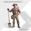 Farmer with shovel and plaid shirt 3d element for transparent png composition