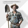 Farmer holding shovel 3d element for transparent png composition