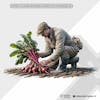 Man harvesting beetroot 3d element for transparent png composition