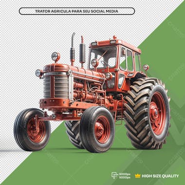 Trator agricula vermelho elemento 3d para composição