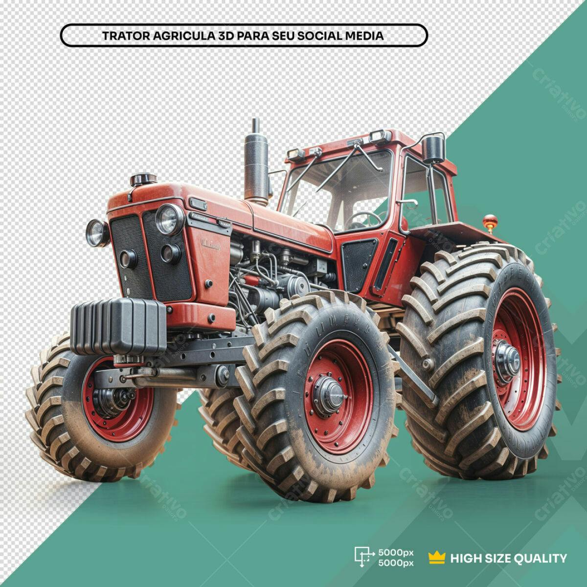 PSD Trator Agrícola 3D para Redes Sociais Editável