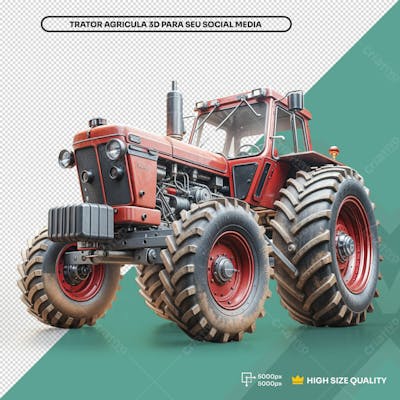 Trator Vermelho Elemento 3D Para Composição