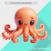 Orange fluffy octopus 3d element for composition