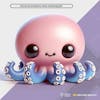 Cute pink octopus 3d element for composition