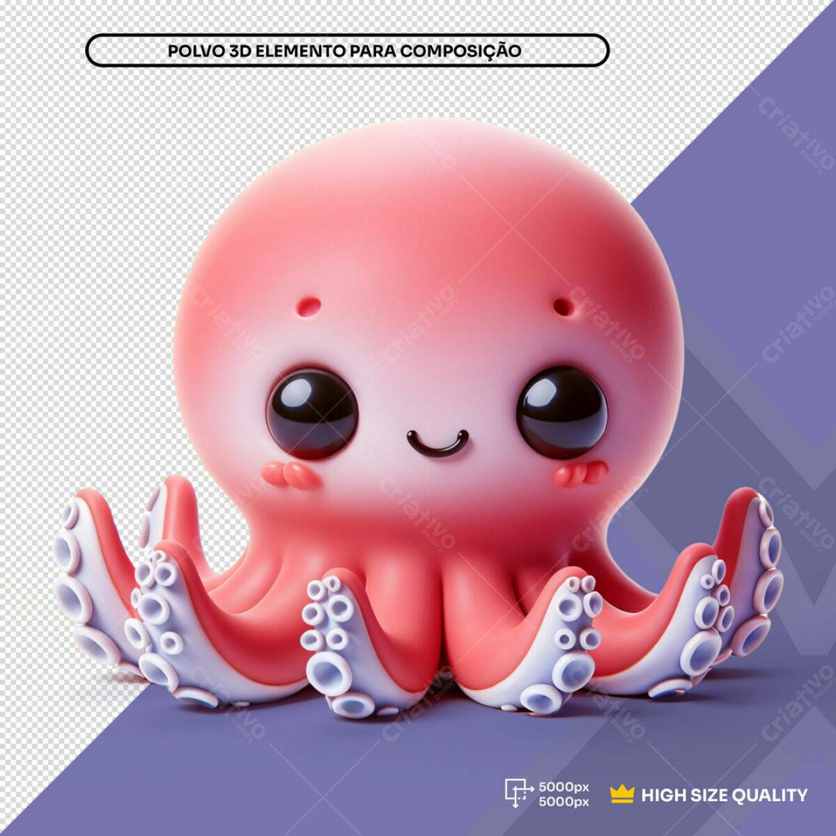 Elemento 3D Polvo Rosa PSD Editável
