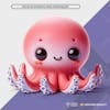 Cute red octopus 3d element for composition