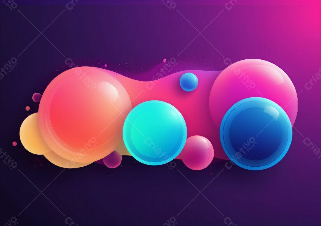 Bolhas coloridas fundo roxo abstrato