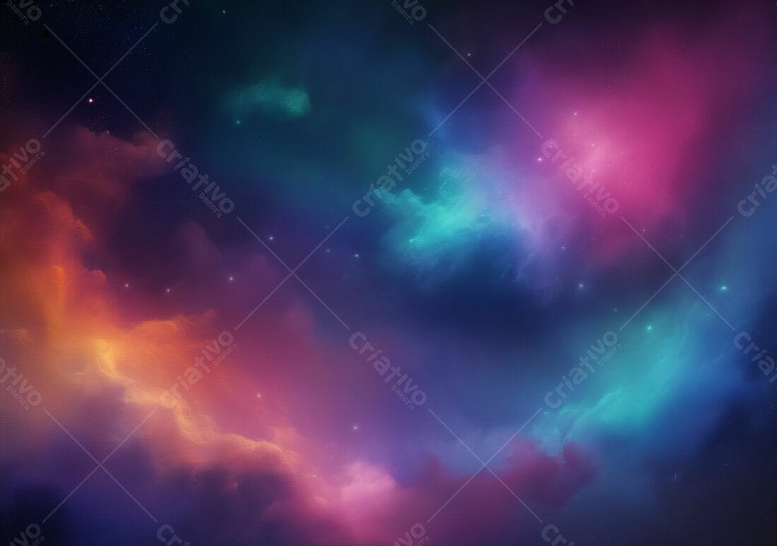 Nebulosa espacial tons rosa azul e laranja