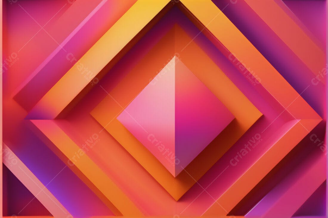 Pirâmide Abstrata em Tons Laranja e Rosa