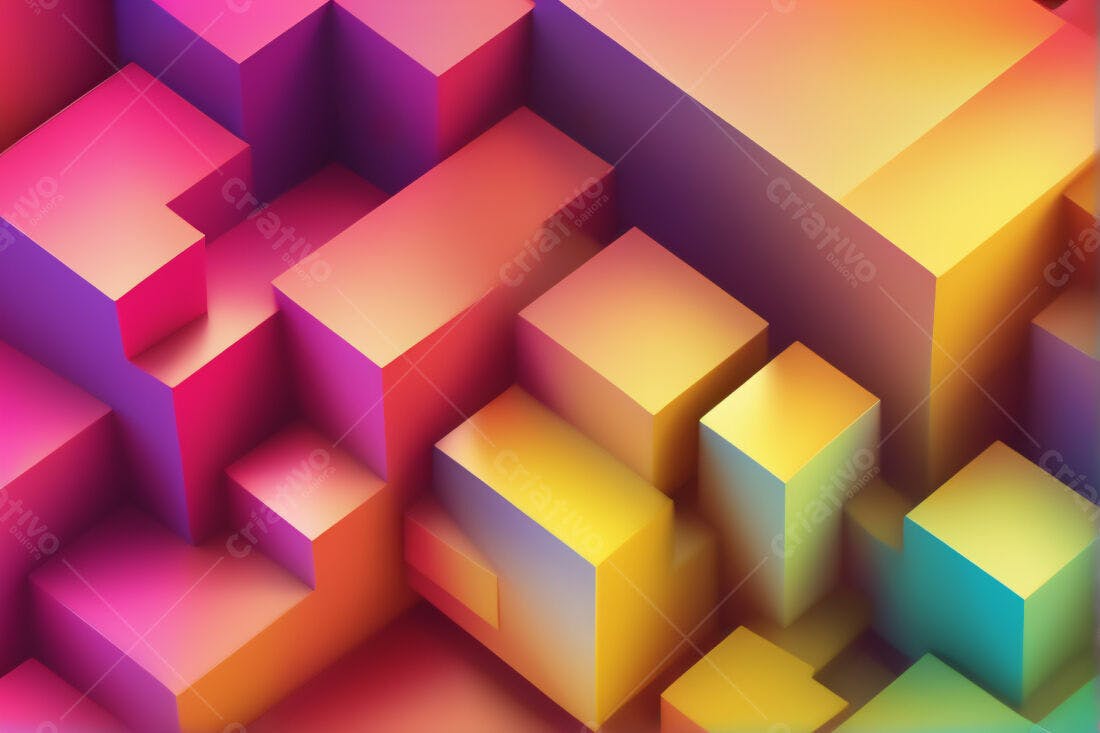 Cubos coloridos abstratos em tons quentes