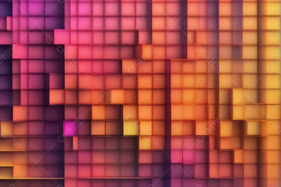 Cubos Abstrato Tons Quentes e Violeta