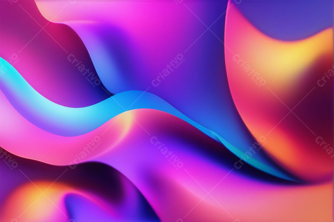 Ondas Abstratas Rosa Azul e Laranja