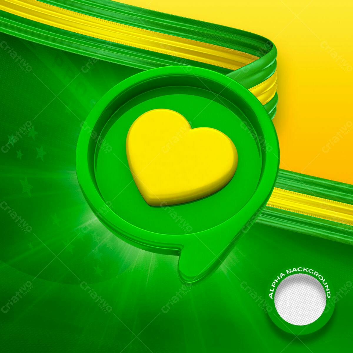 Background Verde e Amarelo com Coração PSD Editável