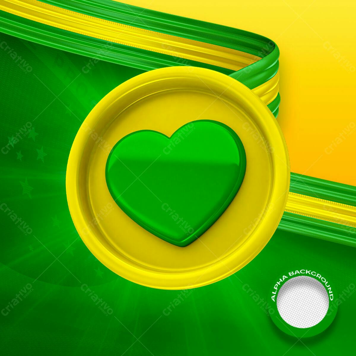 Background Verde e Amarelo com Coração PSD Editável