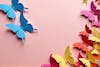 Colorful butterflies, solid background