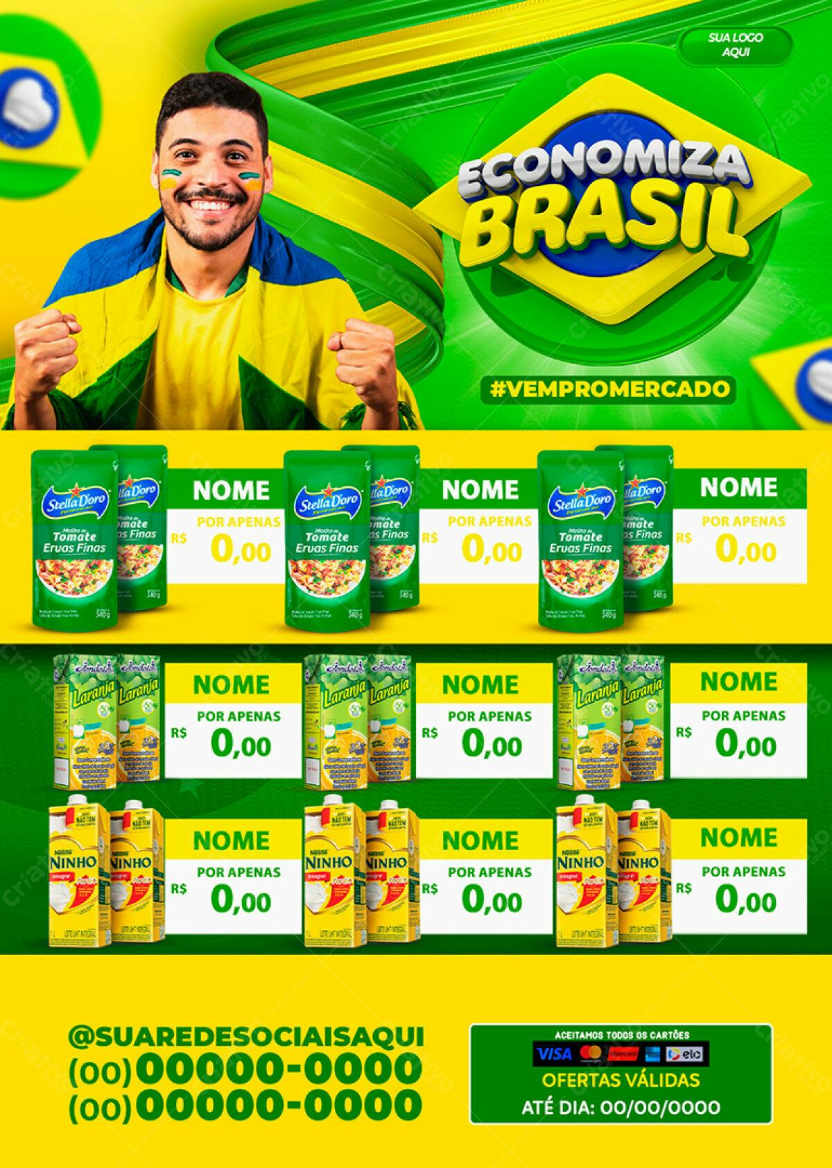 Flyer de Promoção Econômica Brasil PSD Editável