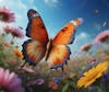 Colorful butterflies, garden, flowers