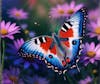 Colorful butterflies, garden, flowers