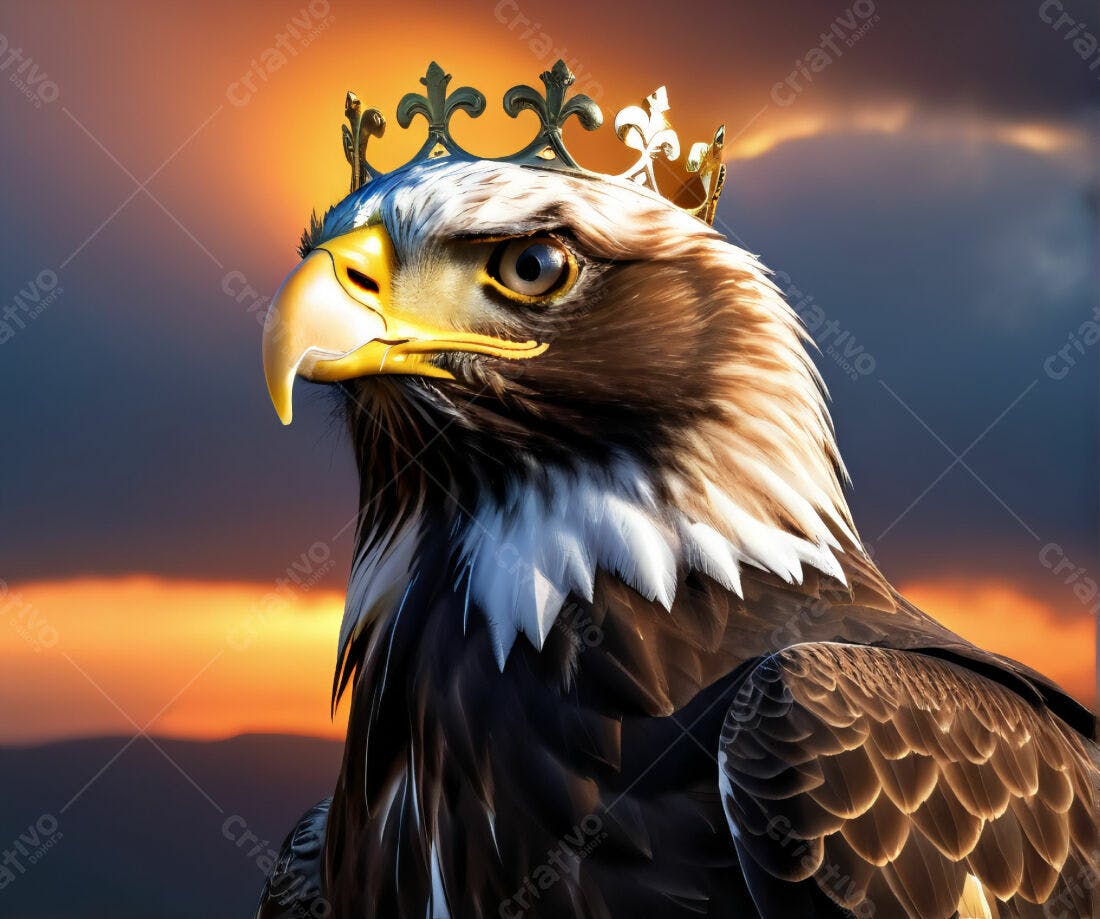 Águia Real com Coroa ao Pôr do Sol