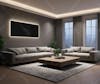 Scenario, modern living room with sofa