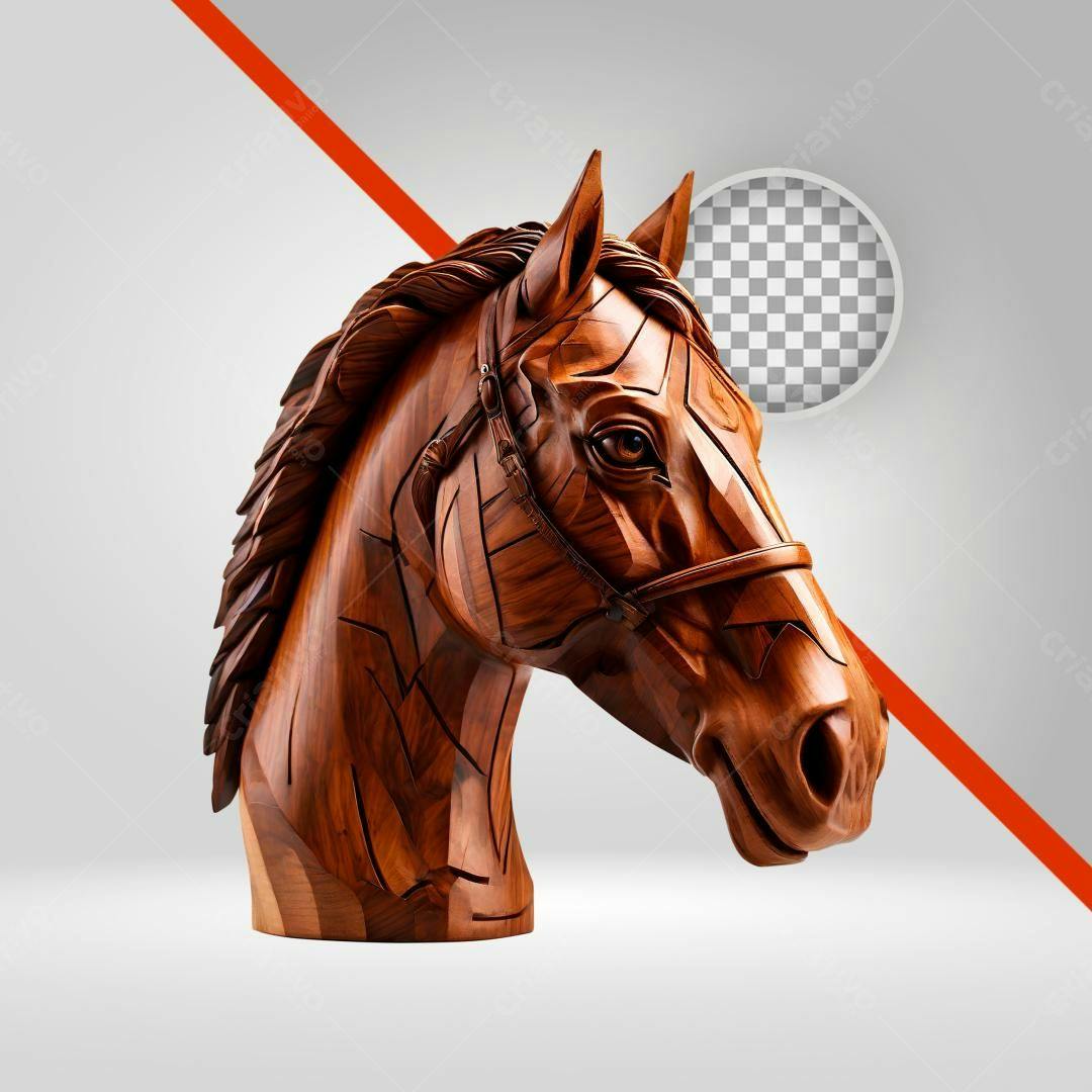 Icone Cavalo Escultura Madeira PNG com fundo transparente