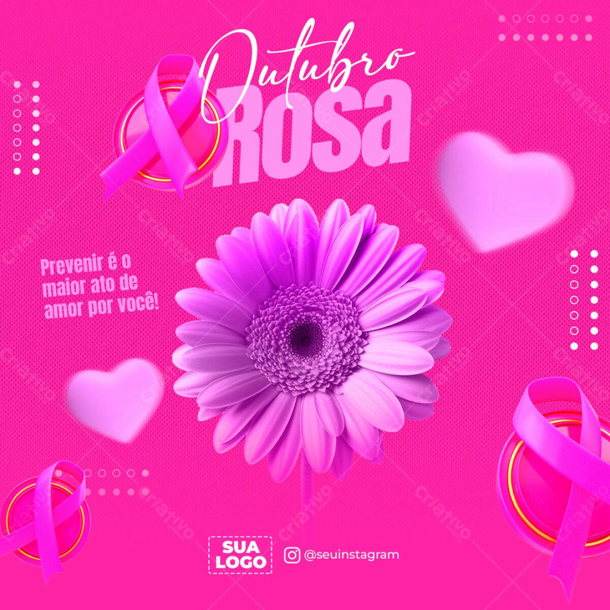 Post Instagram Outubro Rosa PSD Editável