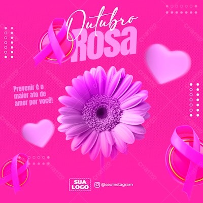 Post Instagram Outubro Rosa PSD Editável