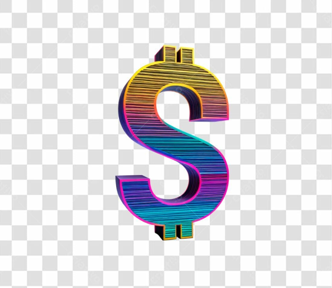 Ícone Dólar Arco-íris PNG com fundo transparente