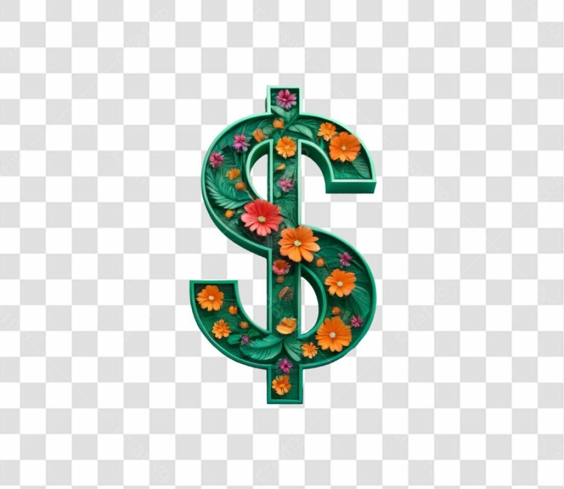Icone Financeiro Floral PNG com fundo transparente