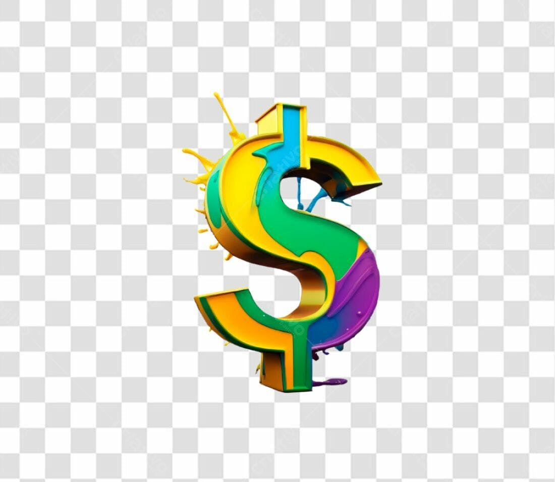 Ícone Dólar Colorido PNG com fundo transparente