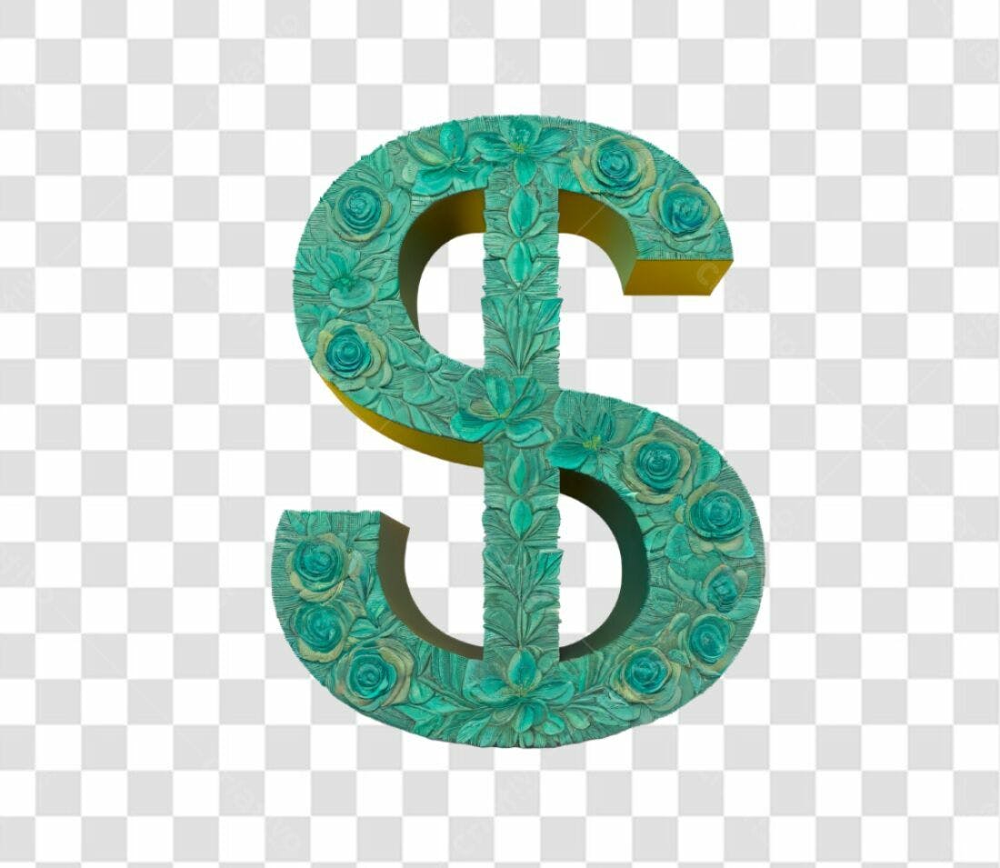 Icone Dólar Floral Verde PNG com fundo transparente