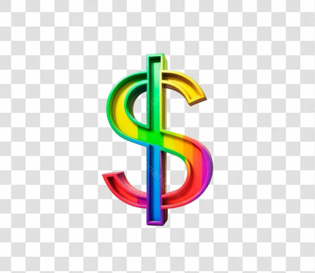 Ícone Símbolo Dólar Arco-Íris PNG com fundo transparente