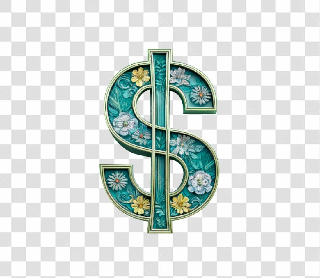 Icone financeiro floral PNG com fundo transparente