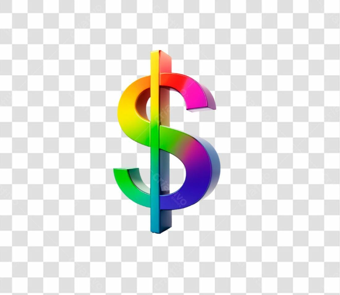 Ícone Dólar Arco-íris PNG com fundo transparente