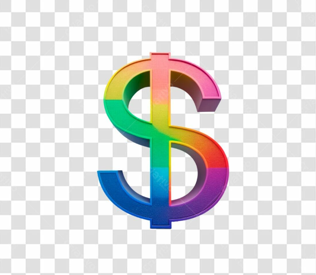 Ícone dólar arco-íris PNG com fundo transparente