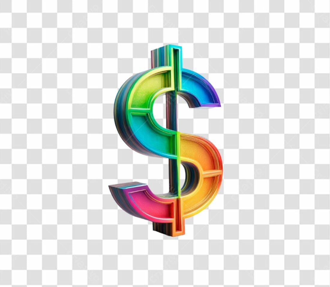Ícone dólar arco-íris PNG com fundo transparente